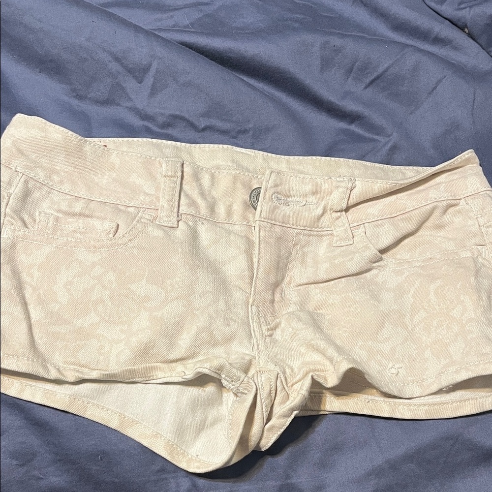 American Eagle Light Pink lace low-rise mini print denim shorts shorts